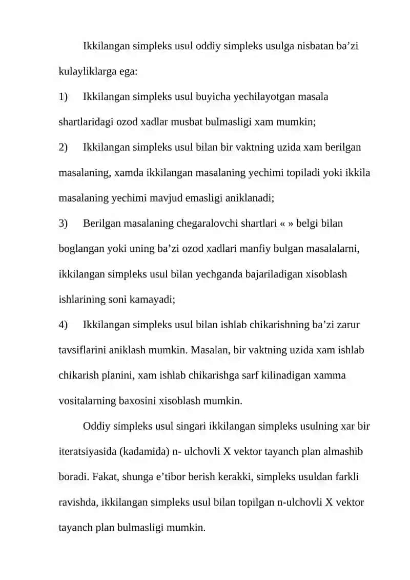 Ikkilangan simpleks usul 2