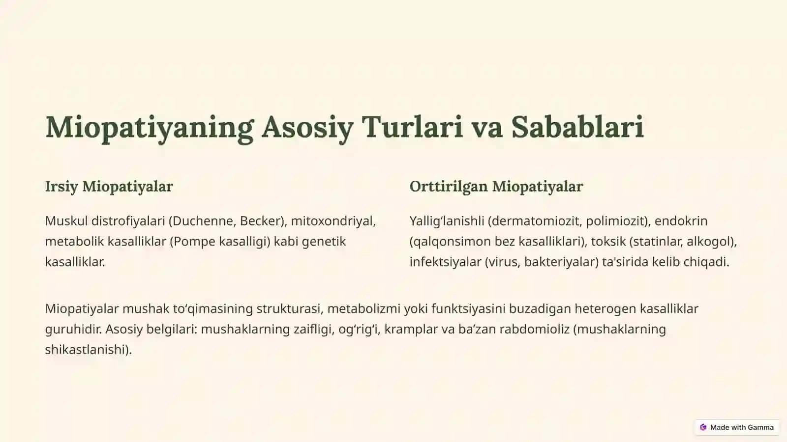 Miopatiya va Denervatsiya: Mushak Kasalliklari 2