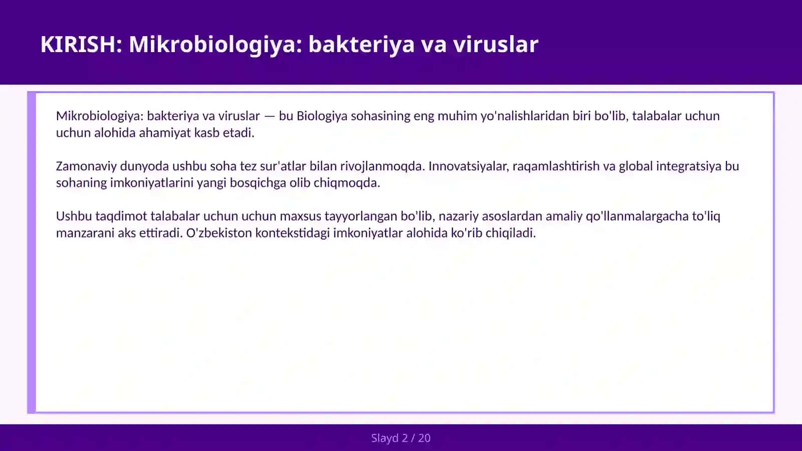 Mikrobiologiya: bakteriya va viruslar 2