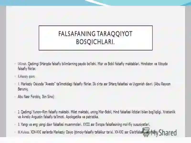 Falsafiy tafakkur taraqqiyot bosqichlari: Sharq va g‘arb falsafasi 2