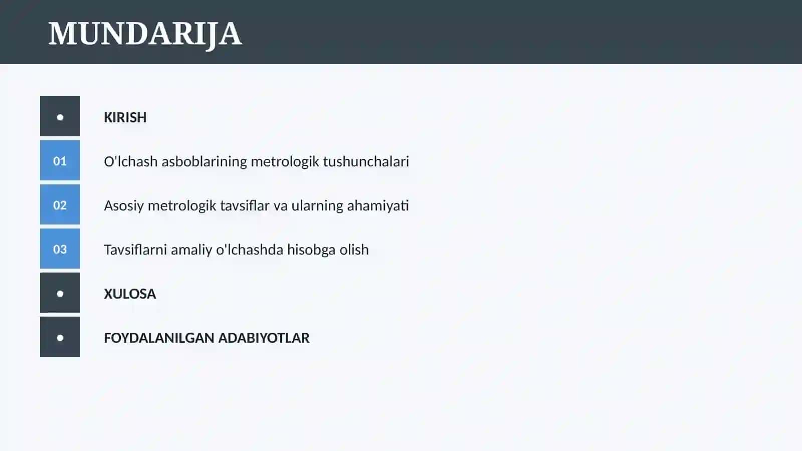 O’LCHASH ASBOBLARINING ASOSIY METRALOGIK TAVSIFLAR 2