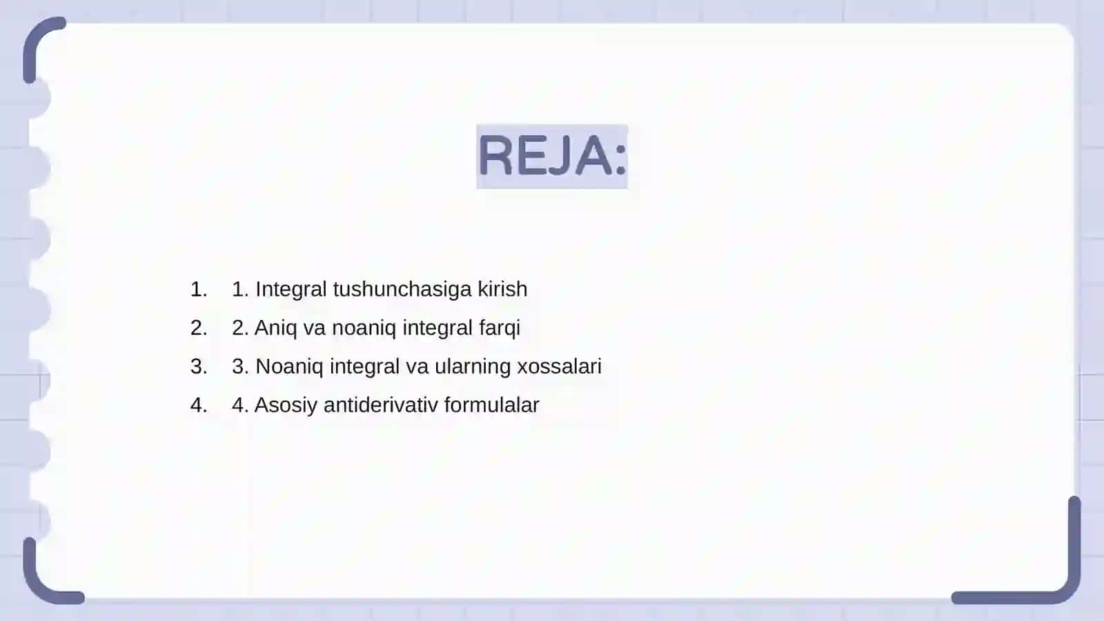 Integralning boshlangʻich tushunchalar 2