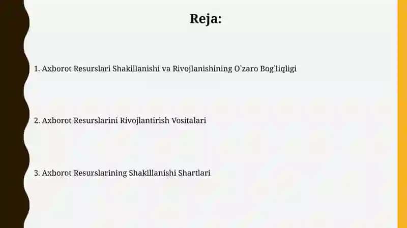 Axborot Resurslari Shakillanishi va Rivojlanish 2