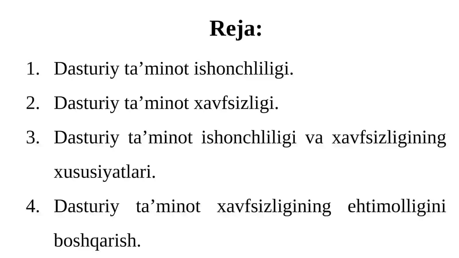Dasturiy ta’minot ishonchliligi va xavfsizligi 2