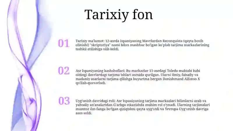 O'Rta Asr Ispaniya Tarjima Markazlarining Shakillanishi 2