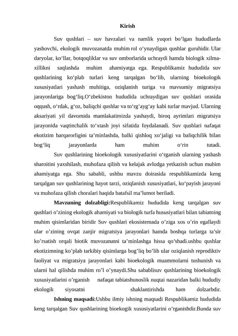 Suv qushlari ekologiyasi 2