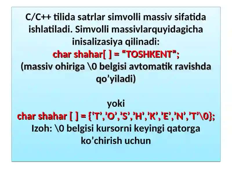 SIMVOLLI MASSIVLAR BILAN ISHLASH 2