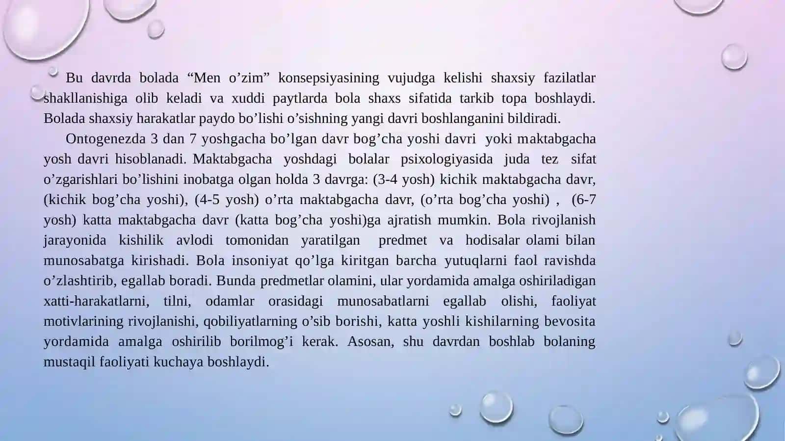 MAKTABGACHA YOSH DAVRI 2