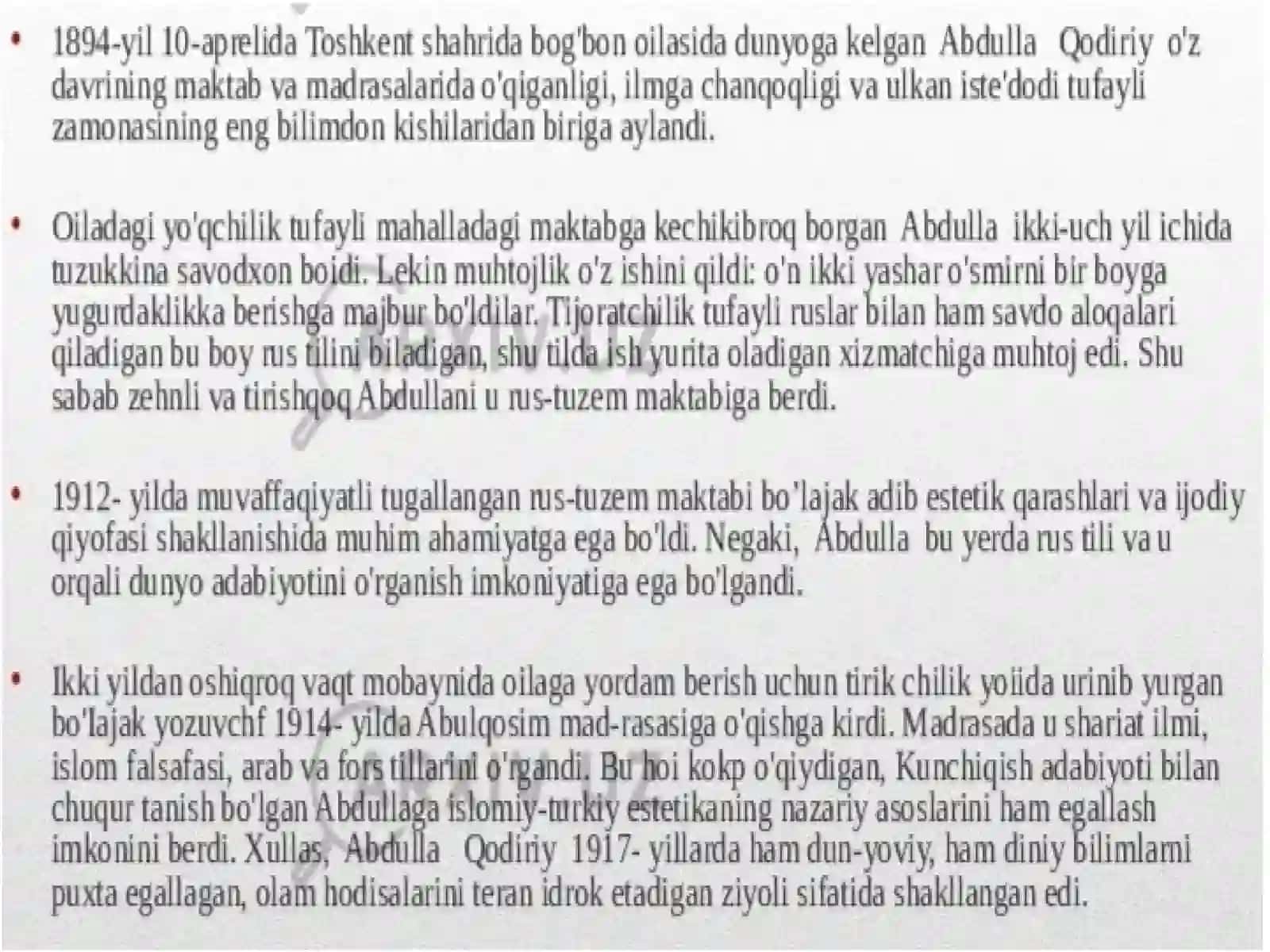 Abdulla Qodiriyning  O'tkan kunlar romani 2