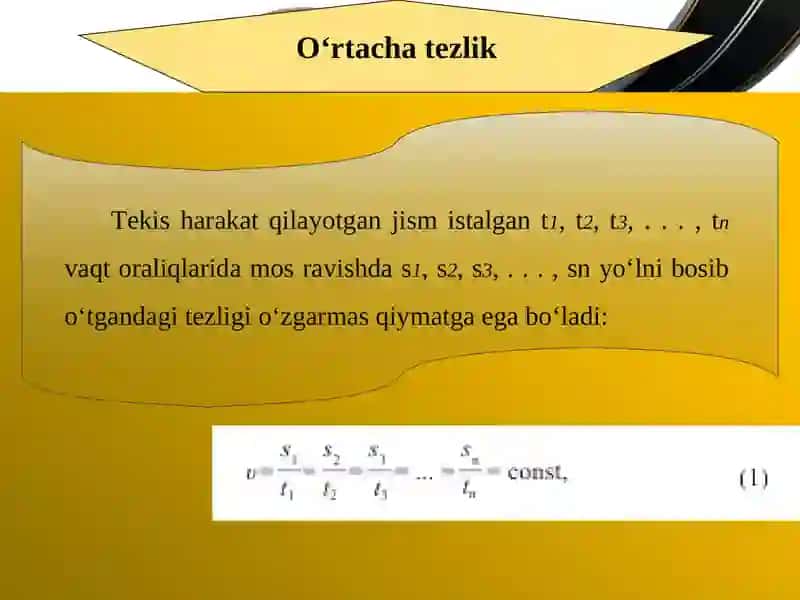 Kuchning o'rtacha tezligi oniy tezlik 2