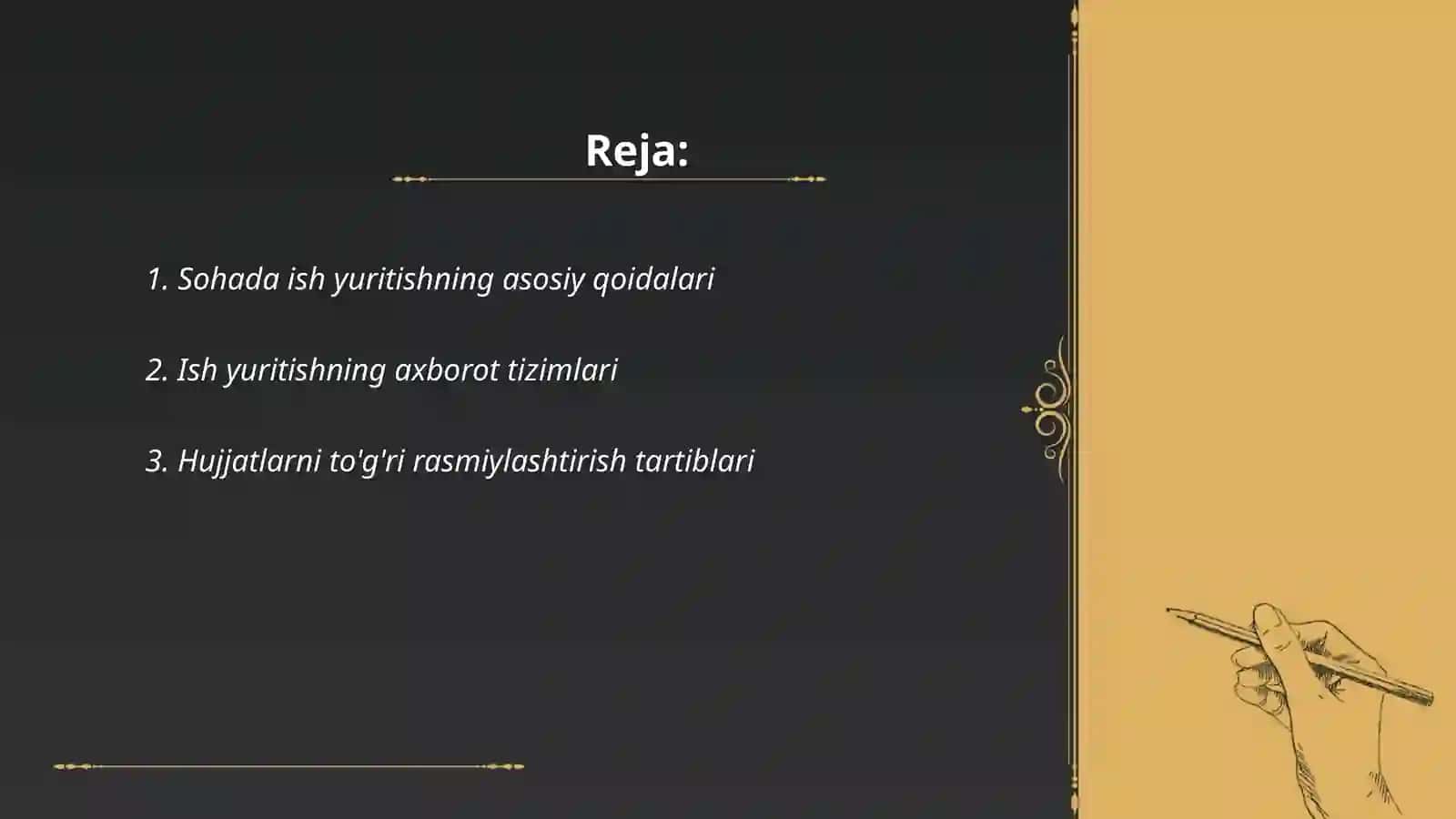 Sohada ish yuritish masalalari 2
