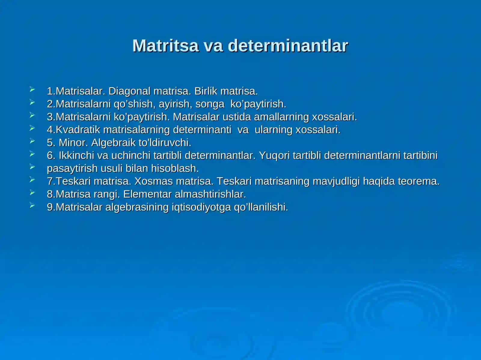 Matritsa vа dеtеrminаntlаr 2