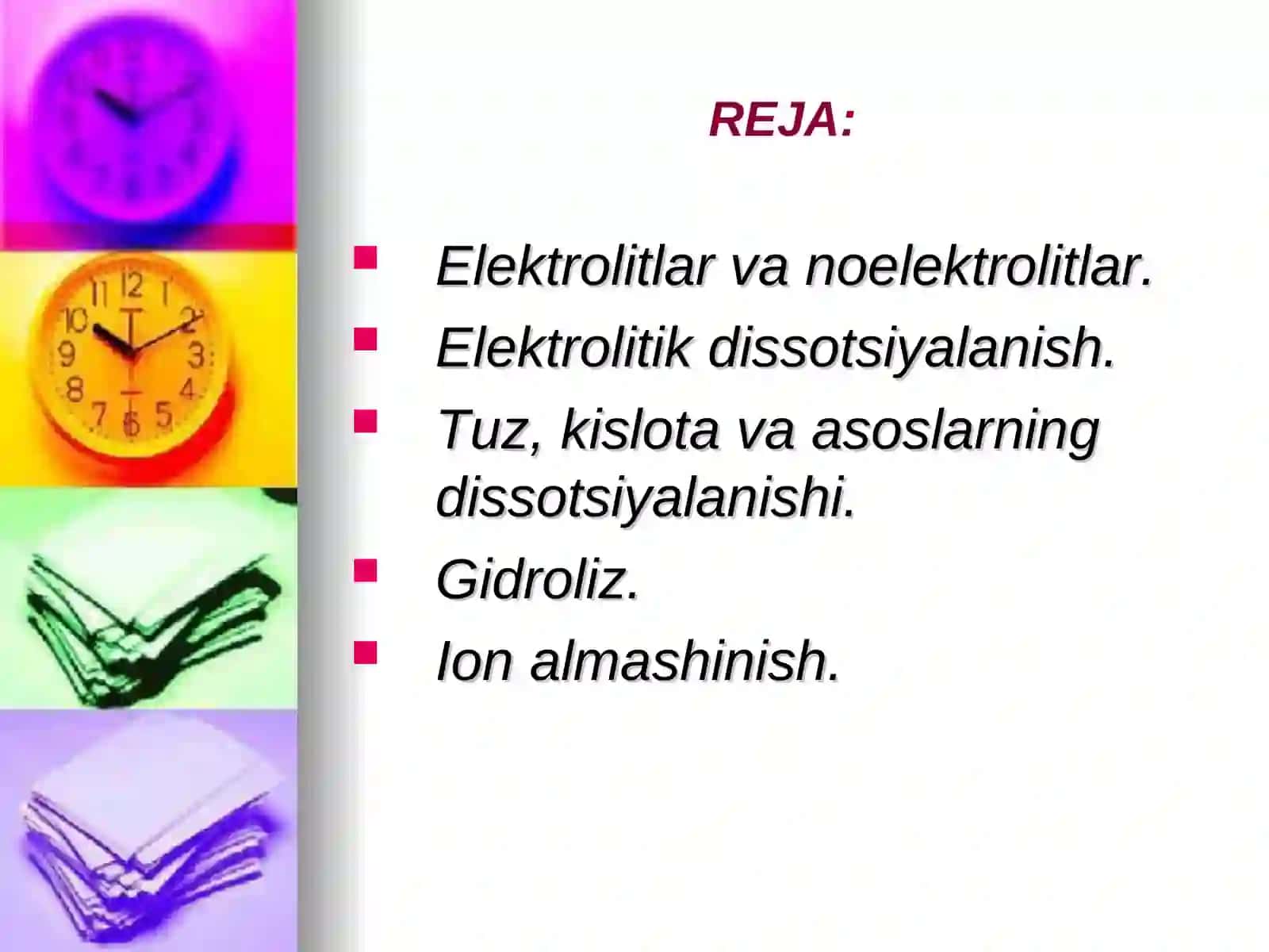 Gidroliz jarayoni. Ion almashinish reaksiyalari 2