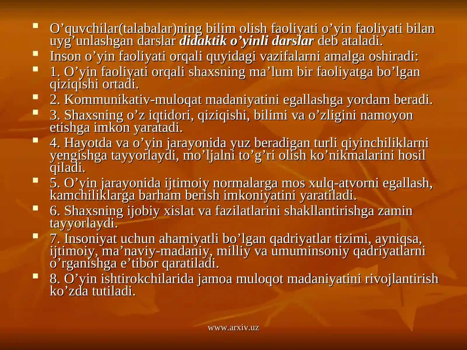Didaktik o`yinli texnologiyalar 2