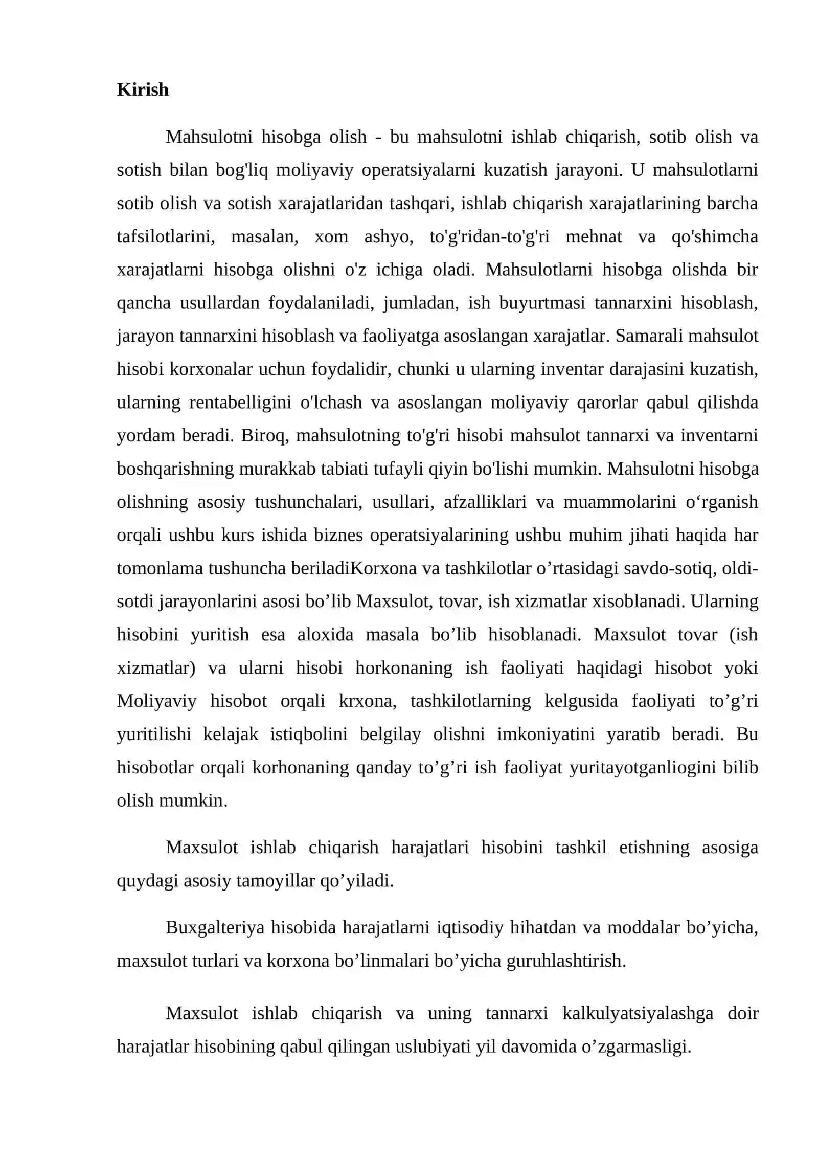 Mahsulot, tovar (ish, xizmatlar) va ularning hisobi 2