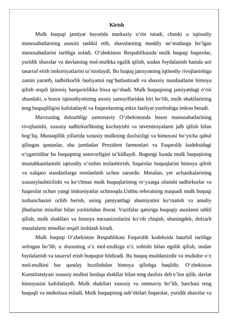 Mulk huquqi tushunchasi 2