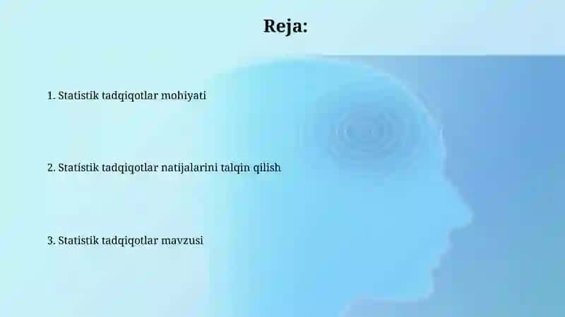Statistik tadqiqotlar mavzusi 2