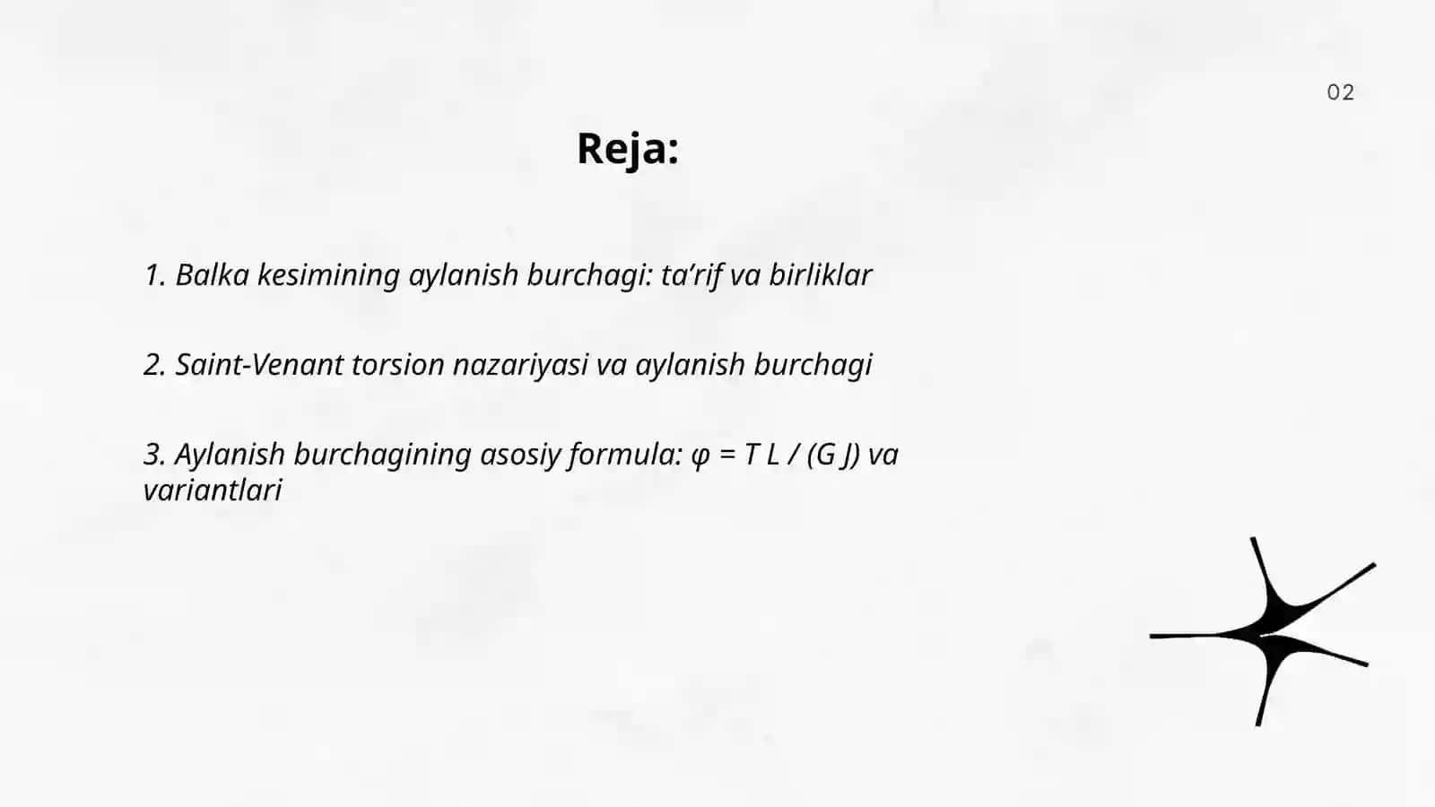 Balka kesimining aylanish burchagi 2