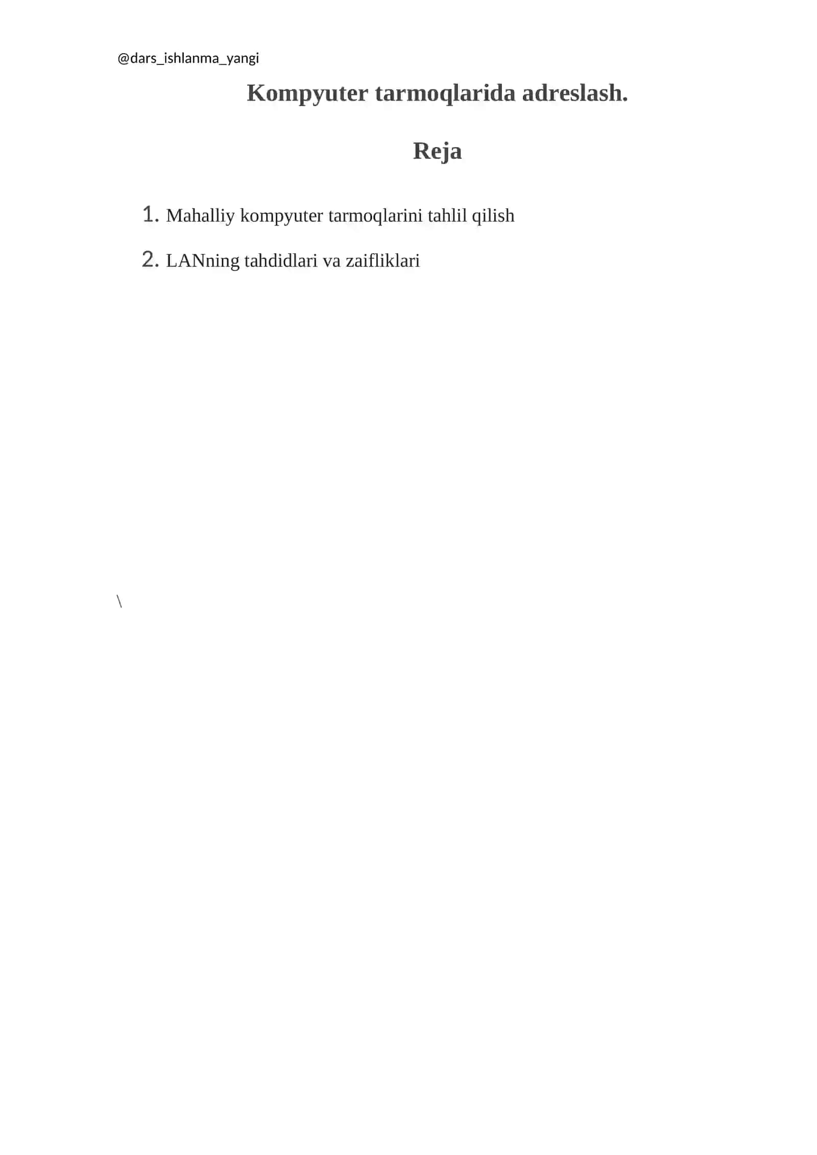Kompyuter tarmoqlarida adreslash 2