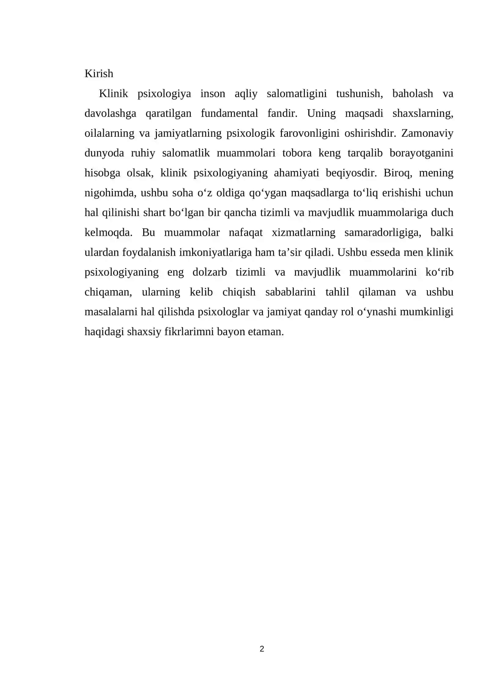 KLİNİK PSİXOLOGİYANING TİZİMLİ VA MAVJUDLIK MUAMMOLARI HAMDA ULARNI HAL QILISH YO'LLARI 2
