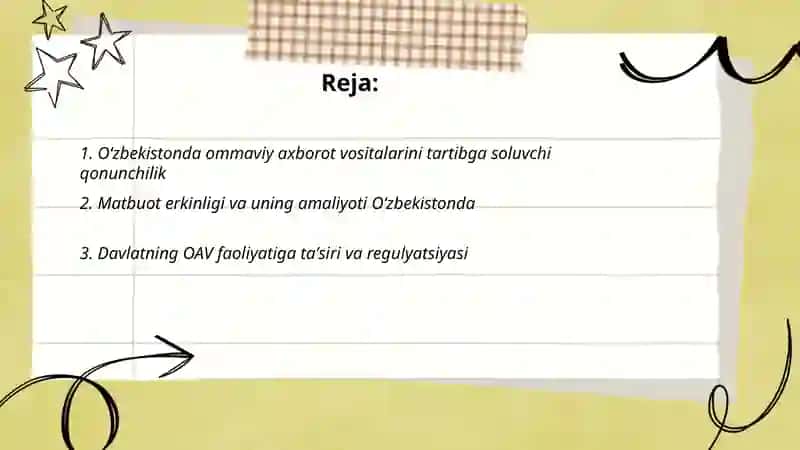 Oʻzbekiston respublikasida ommaviy axborot vositalarining faoliyati 2