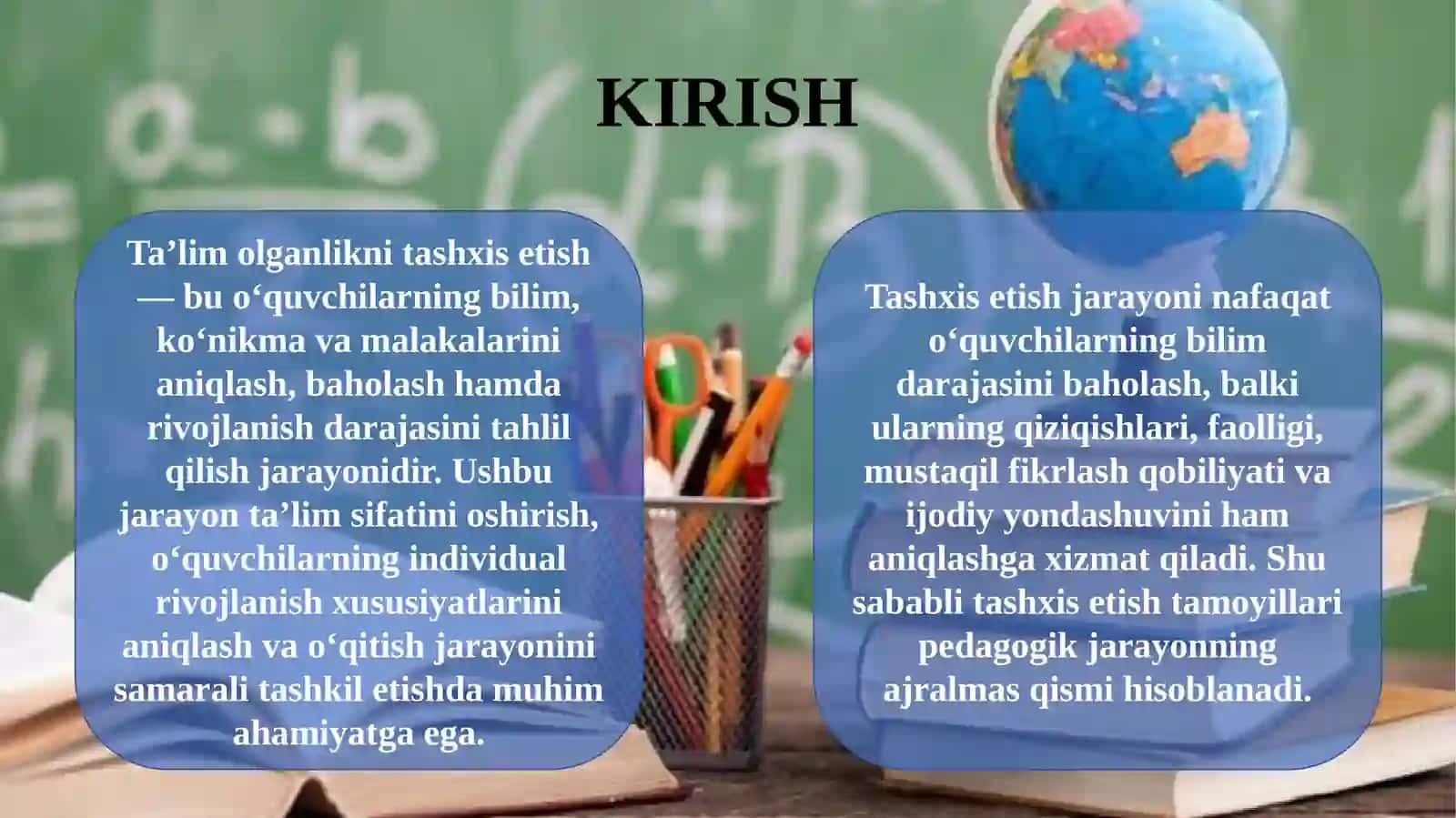 Ta’lim olganlikni tashxis etish tamoyillari 2