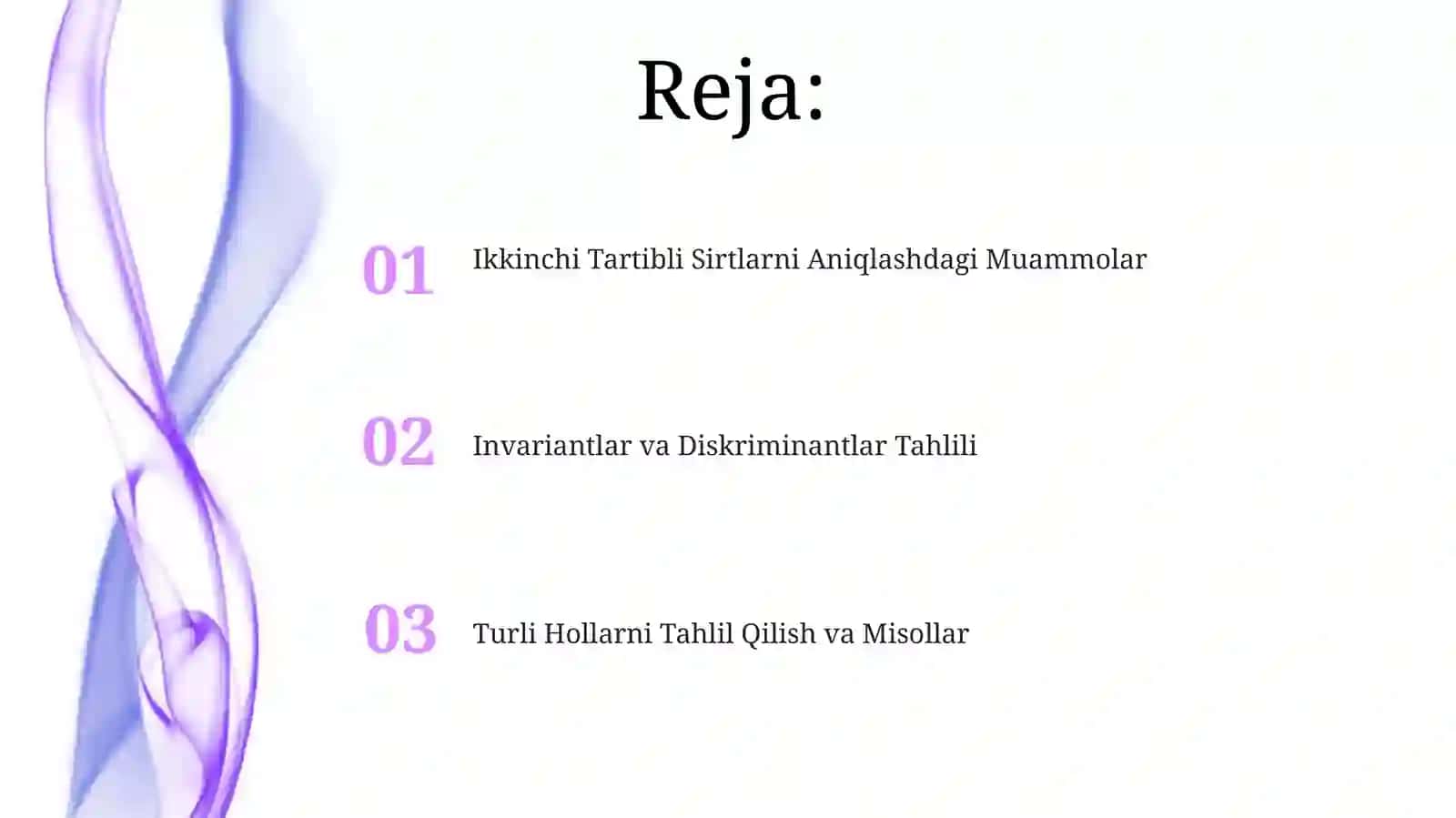 Ikkinchitartiblisirtlarningturinianiqlashmasalalari 2