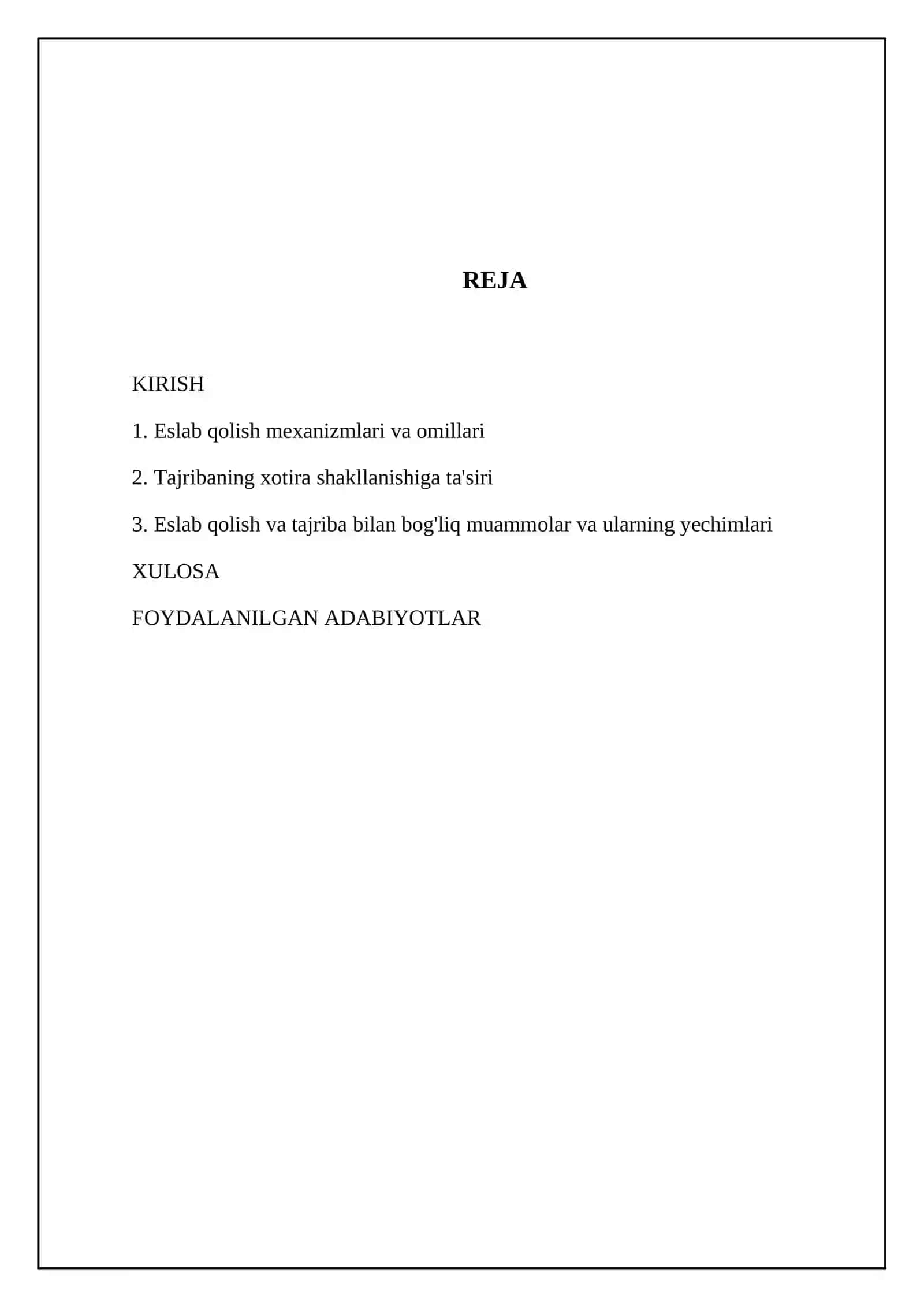 Eslab qolish va tajriba 2