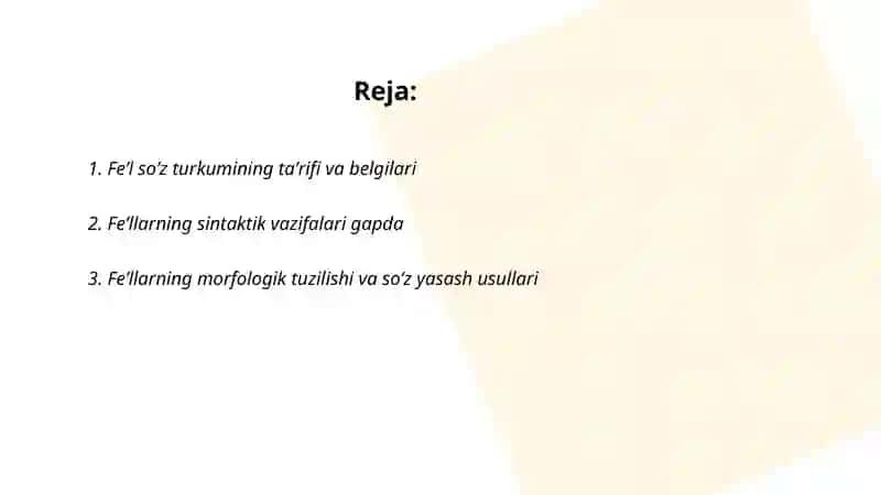 Feʼl soʻz turkumi 2