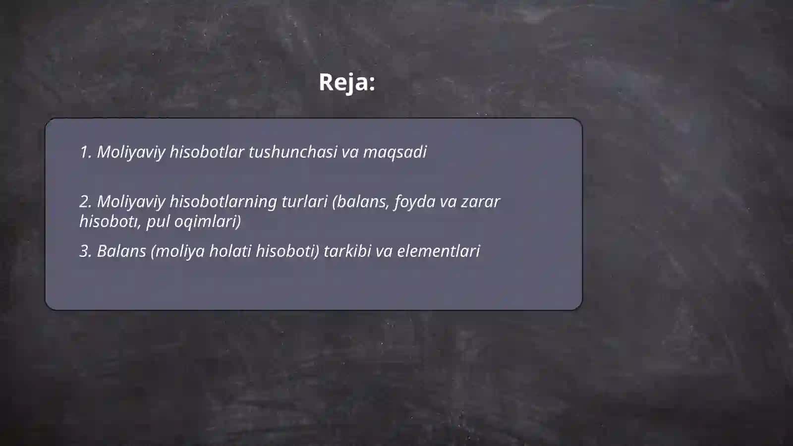 MOLIYAVIY HISOBOTLAR VA PUL OQIMLARI HAQIDA TUSHUNCHA 2