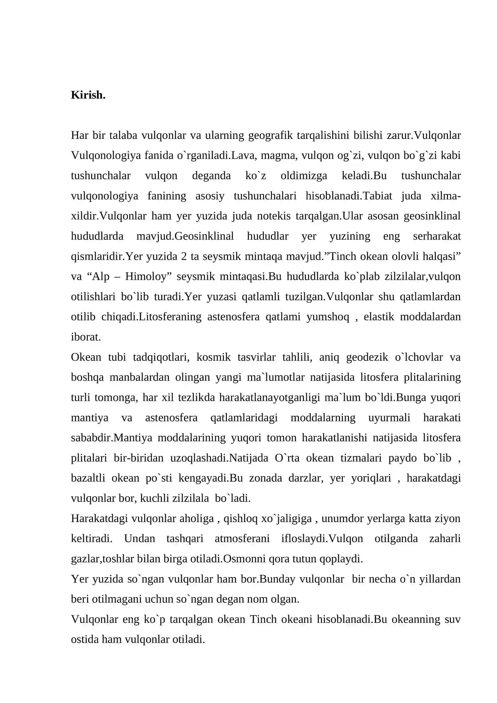 Vulqonlar va ularning geografik tarqalishi 2