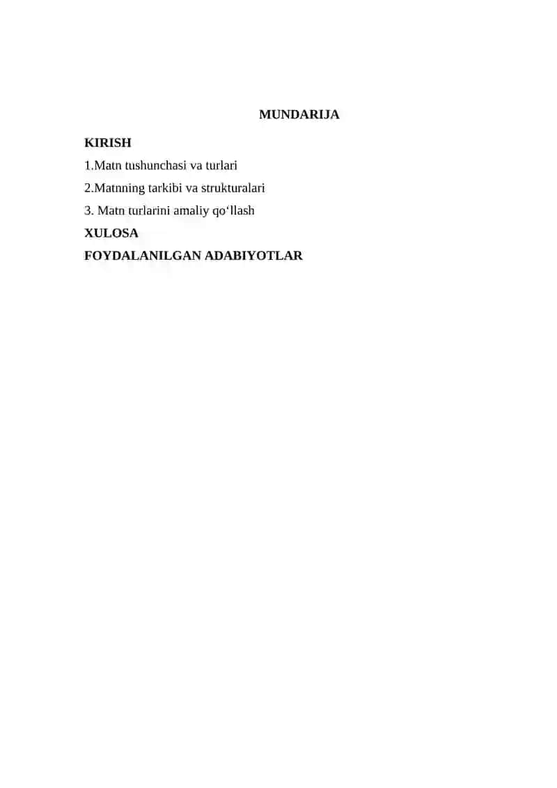 Matn Turlari va Tarkibi 2