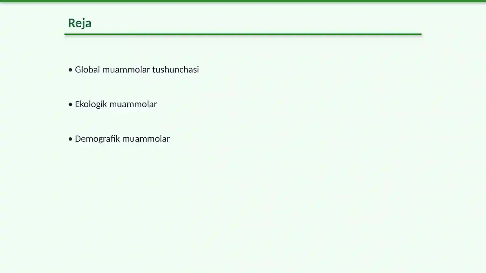 Insoniyatning global muammolari 2