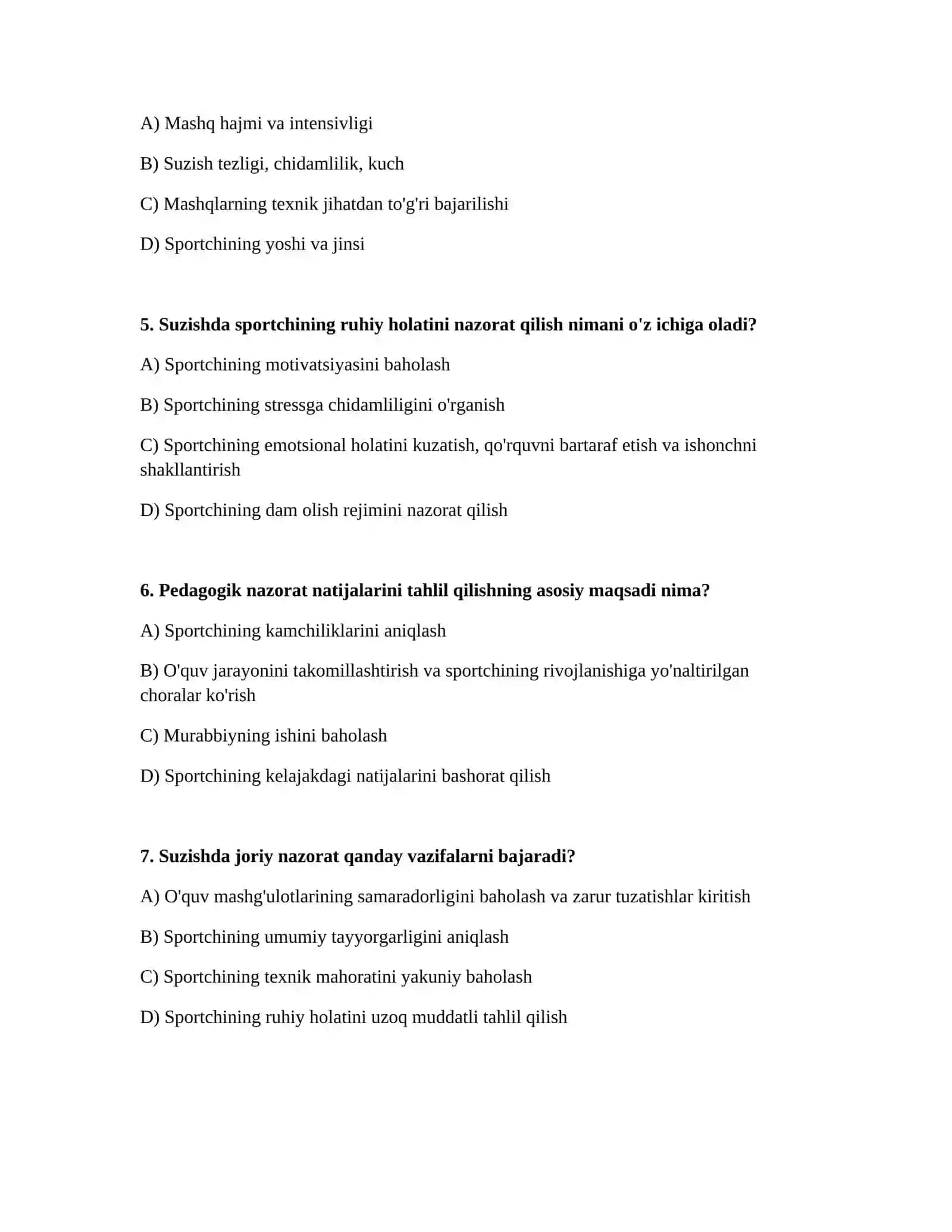 Suzish sport turida pedagogik nazorat 2