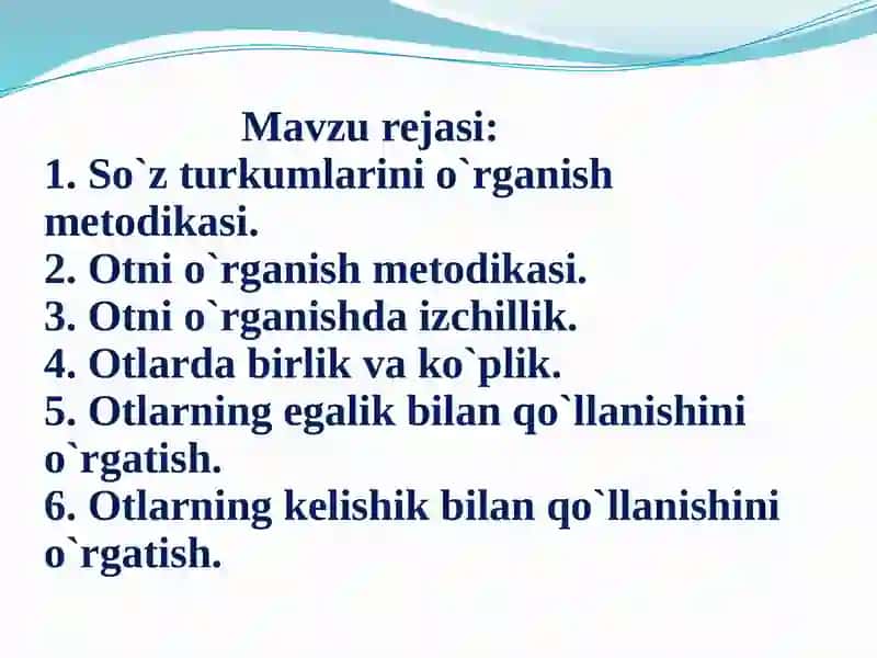 So‘zturkumlarini o‘qitish metodikasi 2