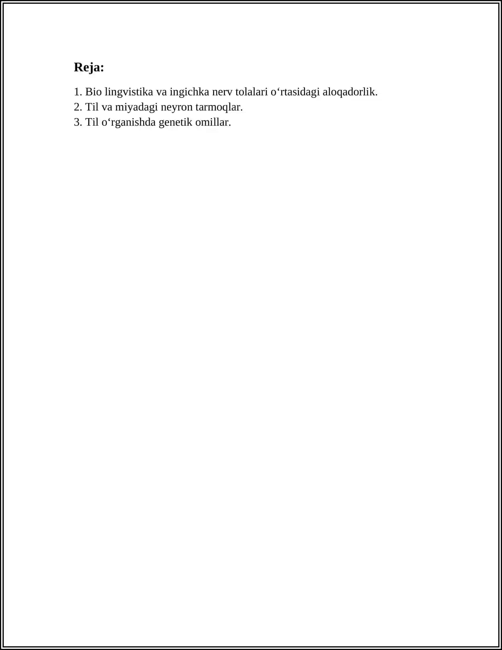 BIO LINGVISTIKA. INSON MIYASI ASSIMILYATSIYA 2