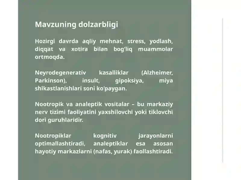 Nootrop vositalar Analeptiklar 2