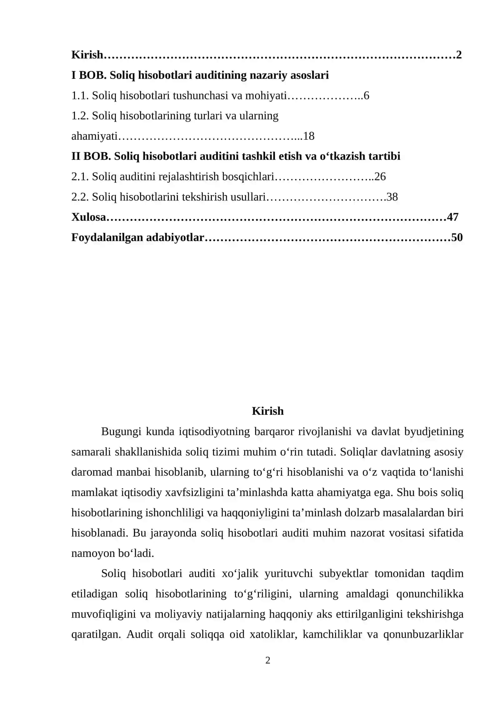 Soliq hisobotlari auditi 2