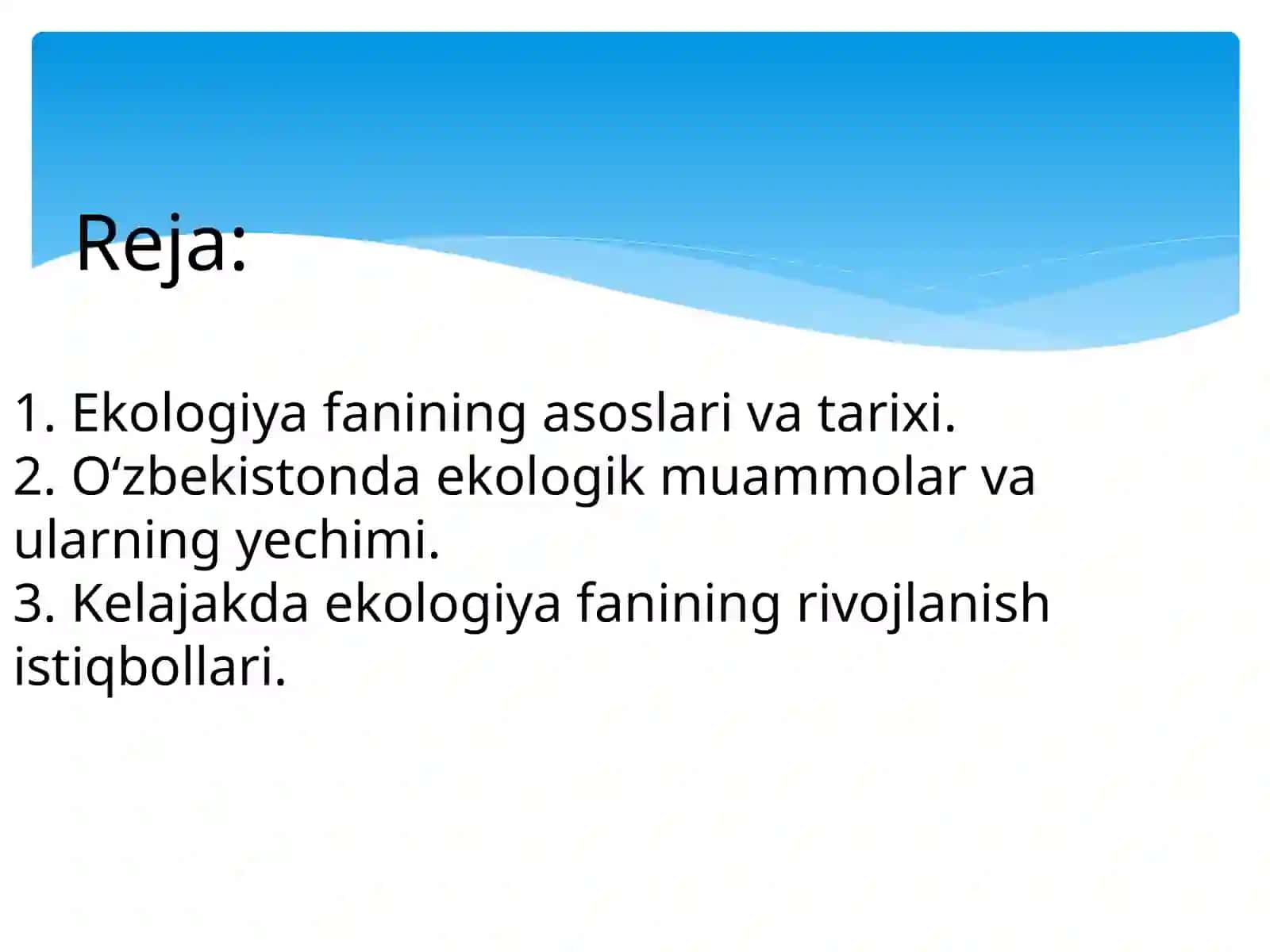 Ekologiya fanidan taqdimoti 2