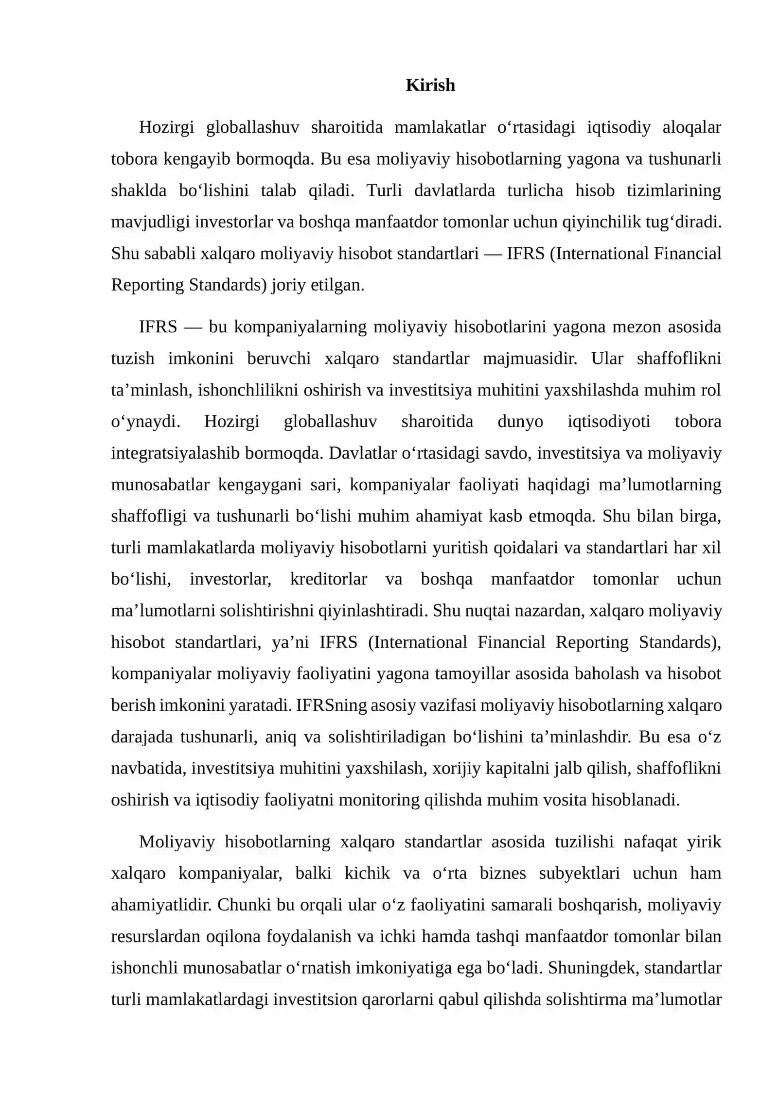 XALQARO MOLIYAVIY HISOB STANDARTLARINING (IFRS) AHAMIYATI 2