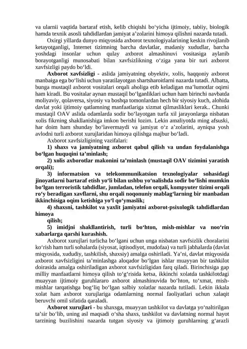 Xavfsizlik tushunchasi 2