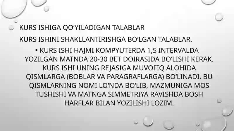Kurs ishiga qo’yiladigan talablar 2