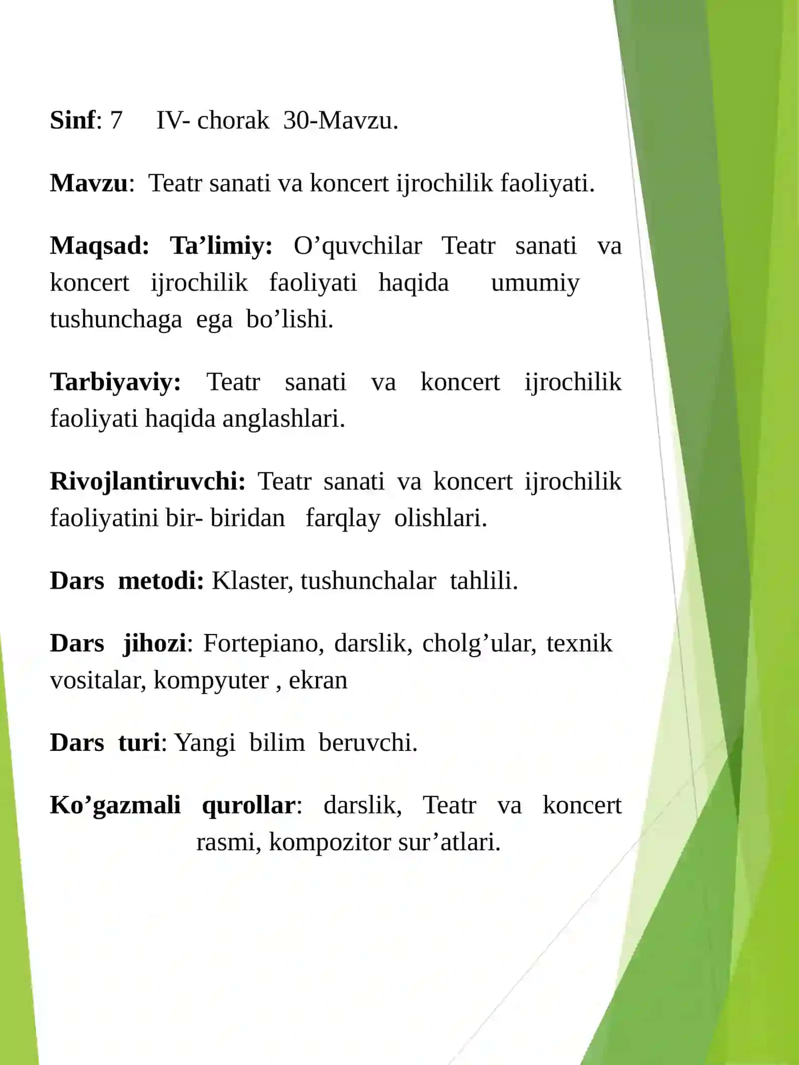 Teatr san'ati va konsert ijrochilik faoliyati 2
