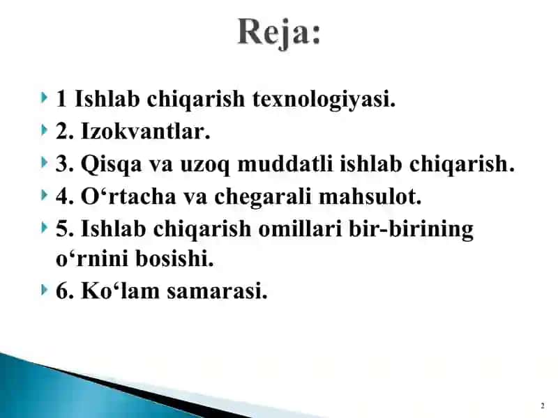 Ishlab chiqarish nazariyasi va uning modellari 2