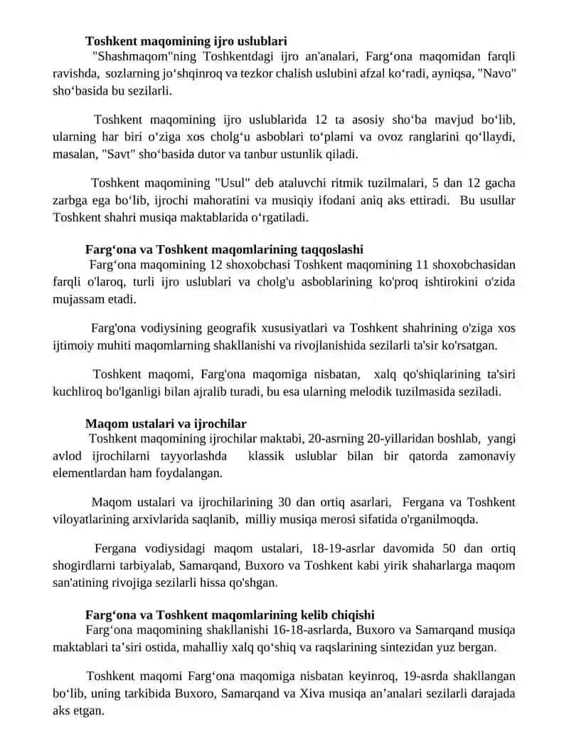 Fargʻona Toshkent maqomlari maqomlar haqida 2