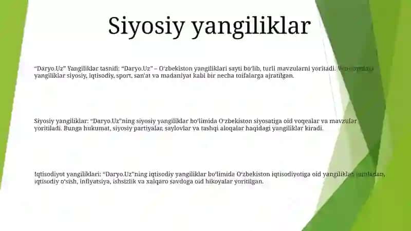 “Daryo.Uz” Saytida Yangiliklar Klassifikatsiyasi 2