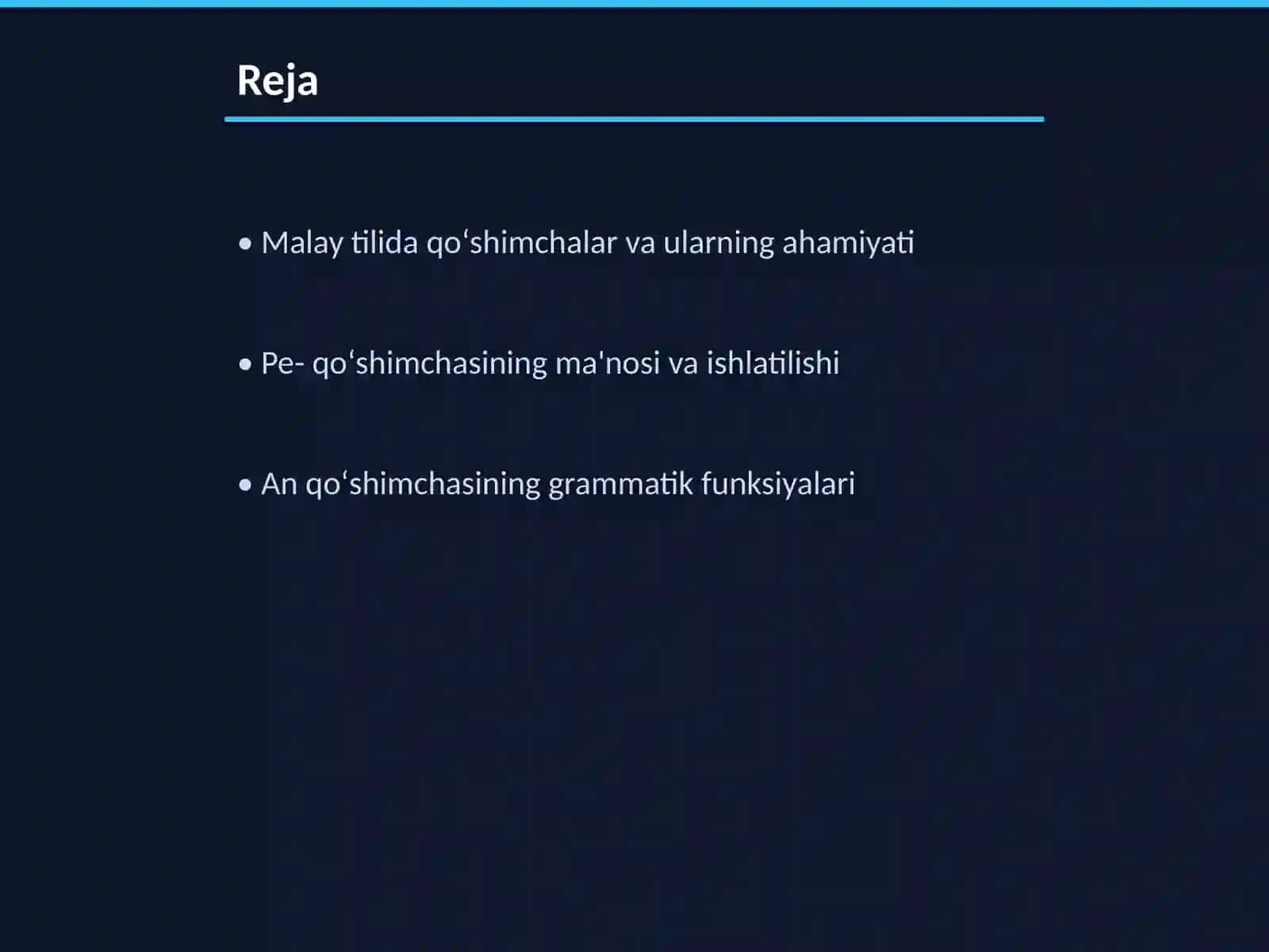Malay tilida pe-, -an qoʻshimchalari 2