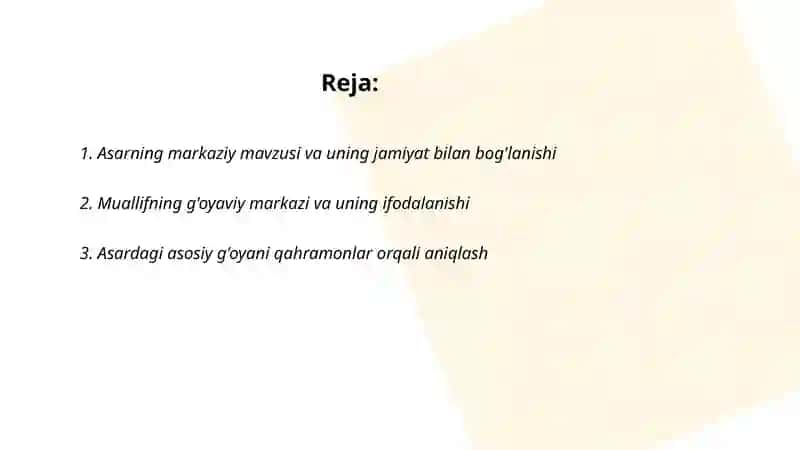 Asarlardan mavzu va g'oya 2