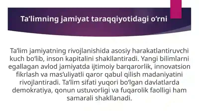 Ta’limning ijtimoiy, madaniy va iqtisodiy ahamiyati 2