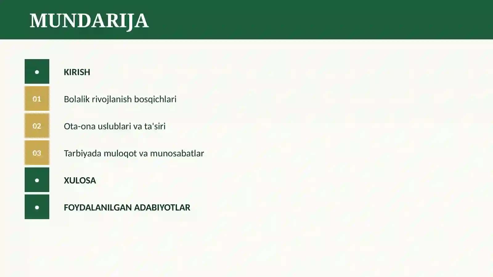 OILA TARBIYASI ASOSLARI 2